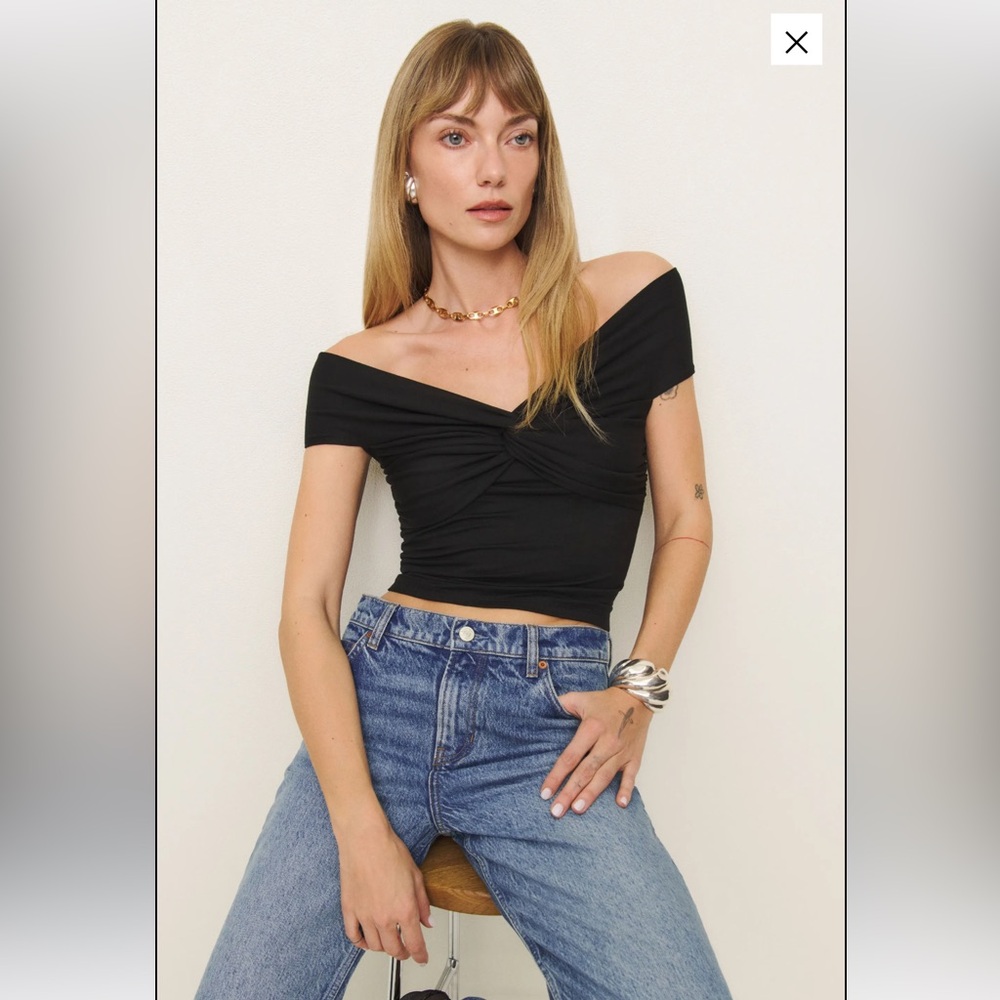 Reformation Ezlynn Knit Top Black - Size S